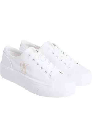 Calvin Klein Calvin Klein Donna Sneakers Vulcanizzate Flatform Profilo Basso, Bianco (Triple Bright White), 36 EU
