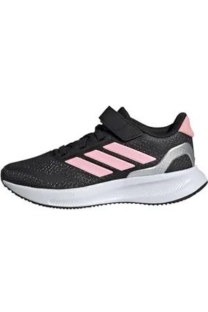 adidas RUNFALCON 5 Shoes Kids, Scarpe da Corsa, Core Black/Pink/Silver Metallic, 28 EU