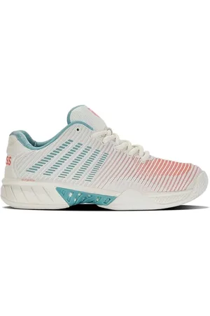 K-Swiss Performance Hypercourt Express 2, Scarpa da Tennis Donna, Blanc De Blanc Nilo Blu Fiore Deserto, 37.5 EU