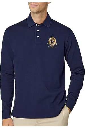 Hackett Hackett Heritage Logo Rugby Polo, (Navy), XXL Uomo