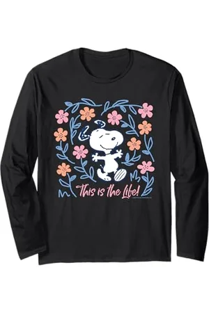 Peanuts Snoopy Buona Vita Primavera Fiori Estate Felice Divertimento Natura Maglia a Manica