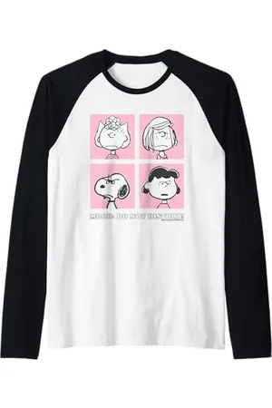 Peanuts Snoopy Sally Lucy Peppermint infastidito cattivo umore Gang Cartone animato Maglia con Maniche Raglan