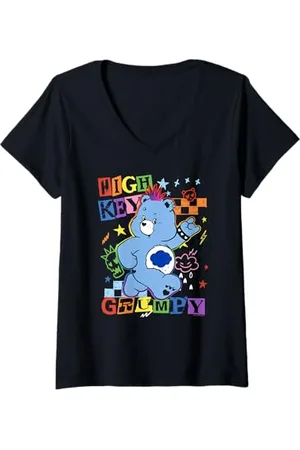 Care Bears Donna High Key Grumpy Retro Punk Poster Maglietta con Collo a V