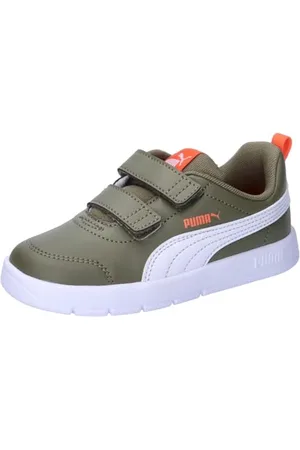 PUMA Courtflex V3 V Inf, Sneaker Unisex-Bimbi 0-24, Olive White, 21 EU