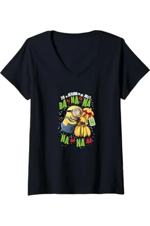 Minions Donna Despicable Me Stuart Christmas Tis The Season To Ba Maglietta con Collo a V