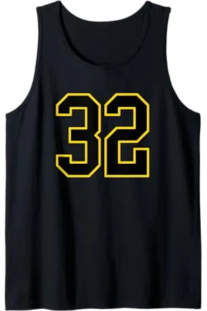 Sports Numbers Store Numero 32 in stile sportivo universitario e giallo Canotta
