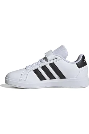 adidas Grand Court 2.0 Shoes Children, Scarpe da Tennis, Cloud White/Core Black/Cloud White, 33.5 EU