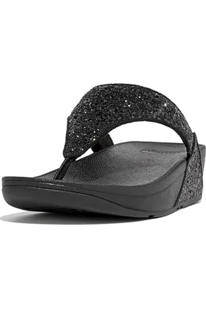 FitFlop Lulu Toe-Thongs, Sandali a Punta Aperta Donna, Nero (Black Glitter 339), 37 EU