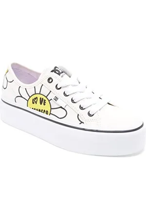 Dcshoes Manual Platform, Scarpe da Ginnastica Donna, White/Black/Flower, 41 EU