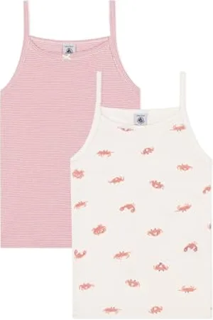 Petit Bateau A0d3z Camicie con Bretelle, , 12 Anni (Pacco da 2) Bambina