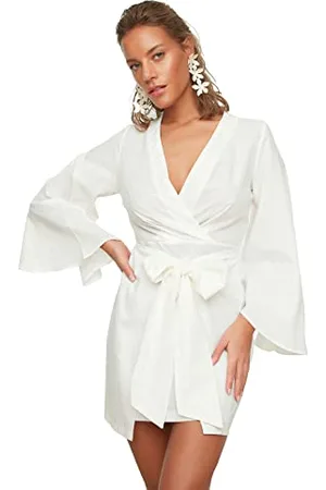 Trendyol Abito da Spiaggia Dettagliato Effetto Lino Dress, , 46 Donna