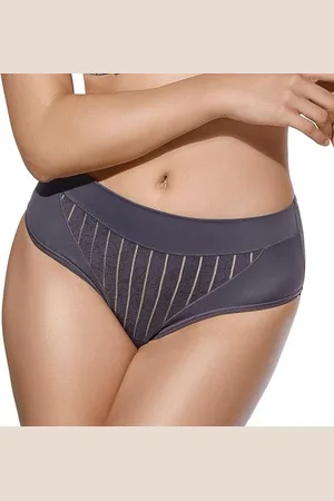 Selene Mutanda Donna a Vita Alta Leggermente Contenitiva, Slip Effetto Modellante con Motivo Floreale a Righe, Collezione Mariluz, Colore , Taglia 44