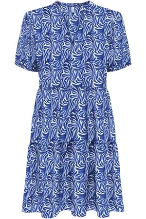 ONLY Onlnova Life Vis S/S Thea Dress AOP, Blu-Palace Blue, XL Donna