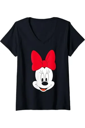 Disney Donna Minnie Mouse Big Face Maglietta con Collo a V