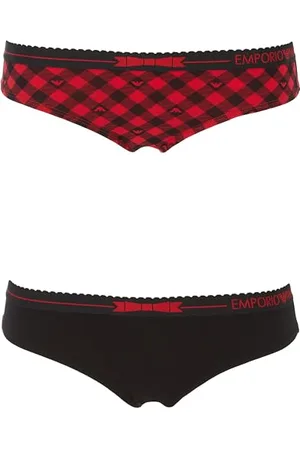 Emporio Armani Tartan Christmas Cotton 2-Pack Brief Underwear, , M Women