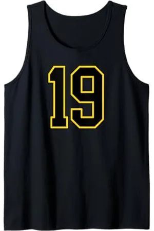Sports Numbers Store Numero 19 in stile sportivo universitario e giallo Canotta