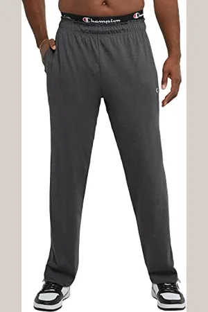 Champion Pantaloni a Fondo Aperto, Pantaloni della Tuta in Cotone per Gli Uomini (Reg. O Big & Tall), Logo Patch Granite Heather C, 4XL Grande