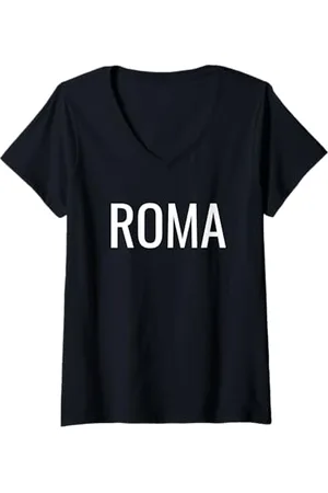 Roma Donna Italy Rome Italian Maglietta con Collo a V