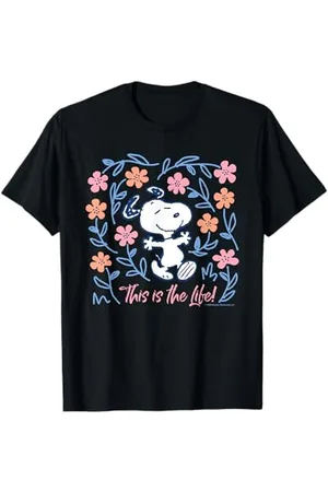 Peanuts Snoopy Buona Vita Primavera Fiori Estate Felice Divertimento Natura Maglietta