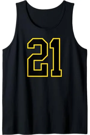 Sports Numbers Store Numero 21 in stile sportivo universitario e giallo Canotta