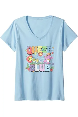 Care Bears Donna Pride Queer Club Gardening Logo Distressed Maglietta con Collo a V