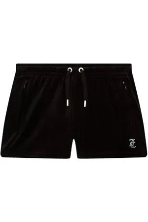 Juicy Couture Tamia Track Shorts-Damenshorts Sommershorts aus Velour mit Appliaktionen in Versch. Farben Pantaloncini Casual, , L Donna