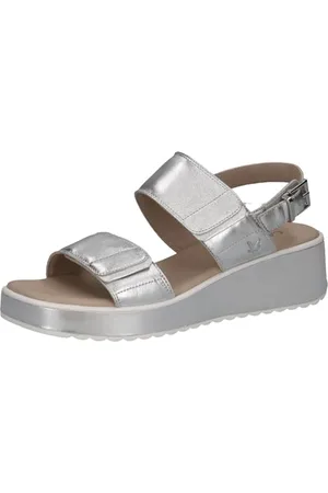 Caprice Damen 9-28709-44, Sandali con Zeppa Donna, Silver, 42 EU