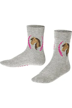 Falke Horse K SO cotone fantasia 1 paio, Calzini Unisex - Bambini, Grigio (Light Grey 3400) nuovo - ecologico, 31-34