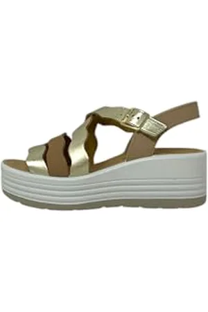 IGI&CO D.CLEA, Sandali con Zeppa Donna, Platino-Beige, 38 EU