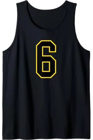 Sports Numbers Store Numero 6 in stile sportivo universitario e giallo Canotta