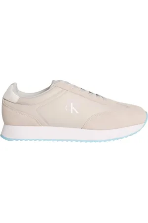 Calvin Klein Retro Runner Lace Up NY-su Ym0ym01325, Basso Top Uomo, Grey (Oyster Mushroom/B White/Blue Fizz), 45 EU