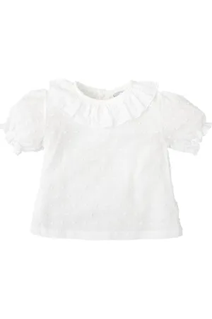 BABIDU Camisa bebé Niña Algodón Plumetti, Cuello Volante Fruncido Y Manga Corta con Elástico Camicia, , 18 Months Unisex-Bimbi