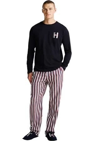 Tommy Hilfiger Uomo Set Pigiama Caldo, Multicolore (Desert Sky/Bold Global Stripes), S