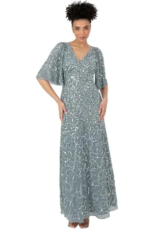 Abito Da Sera Con Paillettes Maya Deluxe - Scollo A V, Maniche Lunghe, Per Matrimoni E Eventi - Foto 9