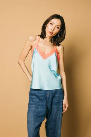 Essentiel Antwerp Fang lace trim vest top top