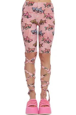 WHITE Cisqua pantaloni check rosso, m