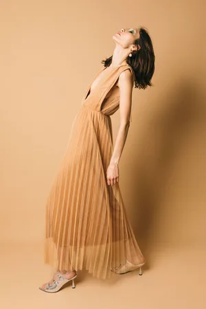SOLOTRE M1b0146 bronze abito lungo