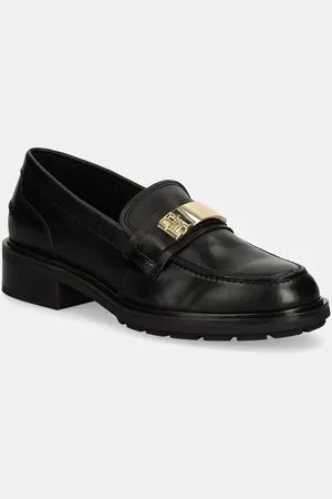 Tommy Hilfiger Mocassini in pelle TH LOGO LEATHER LOAFER donna colore FW0FW08257