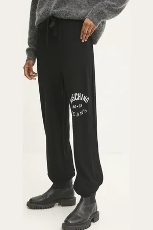 Moschino Pantaloni tuta in cotone colore con applicazione J0380 8700