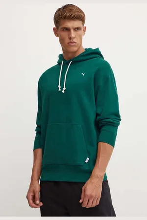 PUMA Felpa in cotone MMQ uomo colore verde con cappuccio 675988