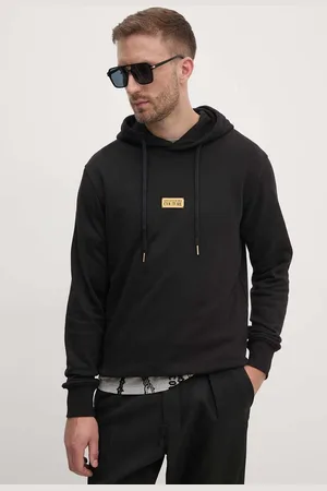 VERSACE Felpa in cotone uomo colore con cappuccio con applicazione 77GAIT08 CF00T