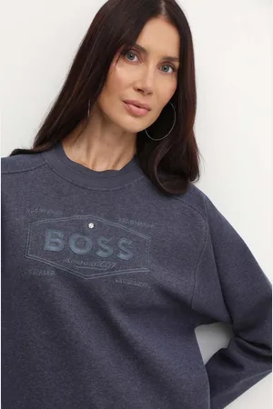 HUGO BOSS Felpa donna colore navy con applicazione 50518770