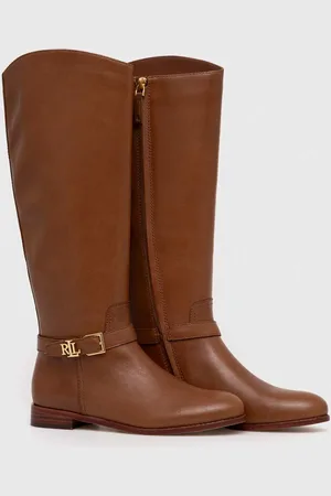Ralph Lauren Stivali in pelle Brooke Tall donna colore 802937804002