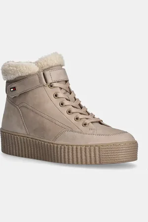 Tommy Hilfiger Stivaletti alla caviglia in camoscio FAUX FUR NUBUCK LOW LACE-UP colore FW0FW08172
