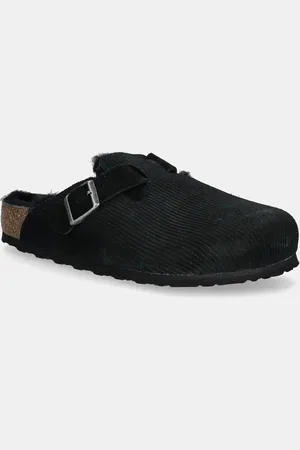 Birkenstock Ciabatte slide in camoscio Boston Corduroy Shearling uomo colore 1028326