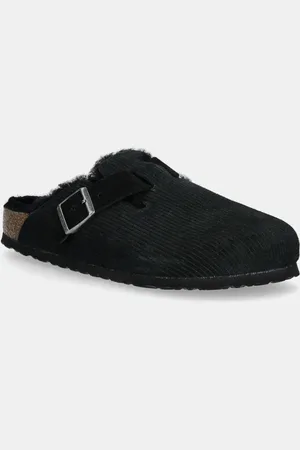 Birkenstock Ciabatte slide in camoscio Boston Corduroy Shearling donna colore 1028400
