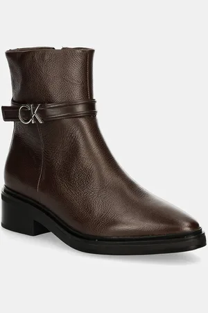 Calvin Klein Stivaletti alla caviglia in pelle HEEL ANKLE BOOT 30 W/HW LTH donna colore HW0HW02183