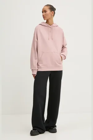 HUGO BOSS Felpa in cotone donna colore bianco con cappuccio con applicazione 50522423