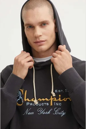 Champion Felpa uomo colore con cappuccio con applicazione 219997