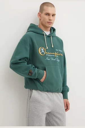 Champion Felpa uomo colore con cappuccio con applicazione 219997